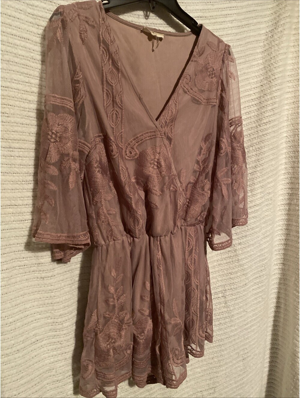 Entro Embroidered Lace Romper Dusty Mauve Medium